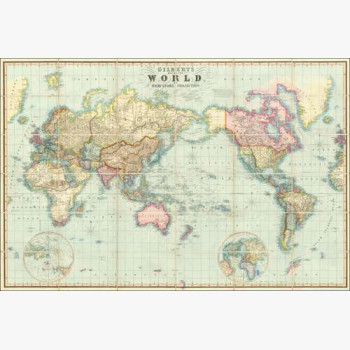 Карта мира Гилберта в проекции Меркатора, июль 1844 г.