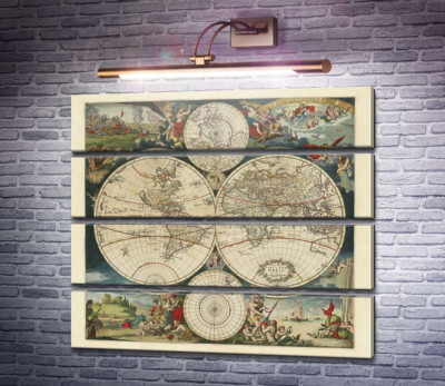 Нова карта світу з майстерні Юсті Данкертса в Амстердамі, 1754.