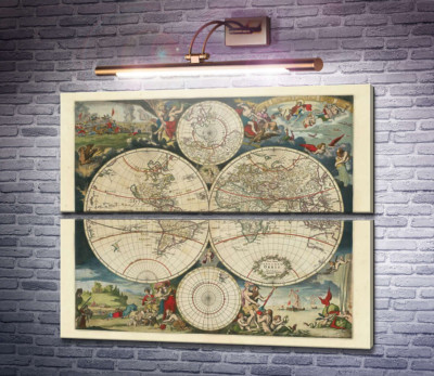 Новая карта мира из мастерской Юсти Данкертса в Амстердаме, 1754 г.