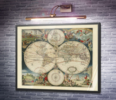 Новая карта мира из мастерской Юсти Данкертса в Амстердаме, 1754 г.