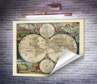 Новая карта мира из мастерской Юсти Данкертса в Амстердаме, 1754 г.