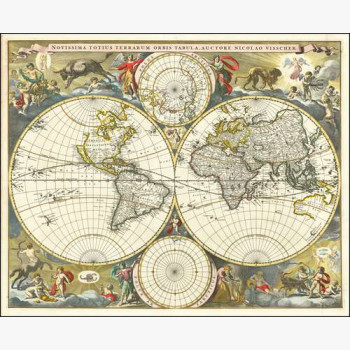 Двухполушарная карта мира Николаса Вишера, 1679 г.