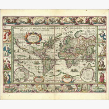Новая географическая и гидрографическая карта всей Земли, Питер ван ден Кир, 1608 г.