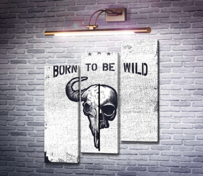 Соединение черепов человека и быка под фразой "born to be wild"