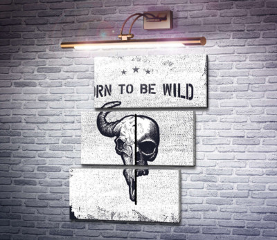 Соединение черепов человека и быка под фразой "born to be wild"
