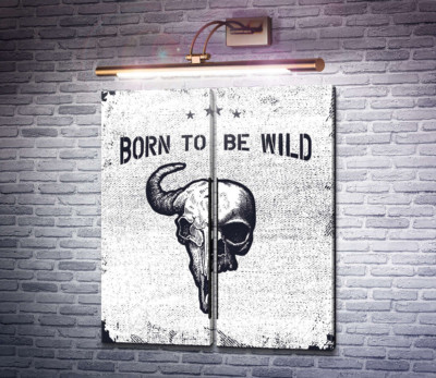 Єднання черепів людини та бика під фразою "born to be wild"