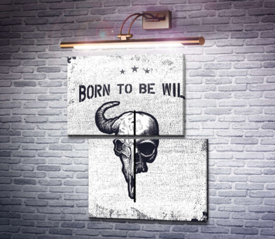 Соединение черепов человека и быка под фразой "born to be wild"