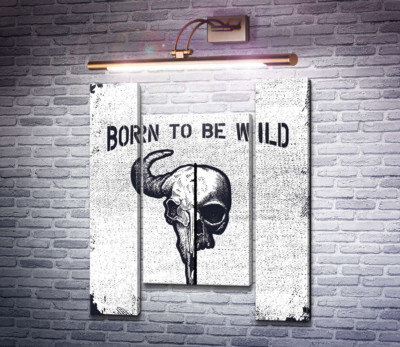 Соединение черепов человека и быка под фразой "born to be wild"