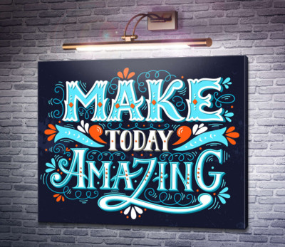 Небесна бірюза літер фрази "make today amazing"
