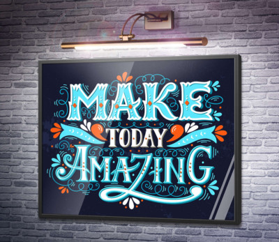 Небесна бірюза літер фрази "make today amazing"