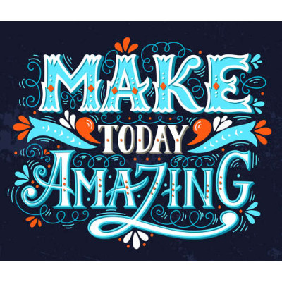 Небесна бірюза літер фрази "make today amazing"