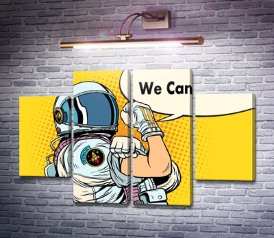 Отважнвый астронавт с фразой "We Can Do It!"
