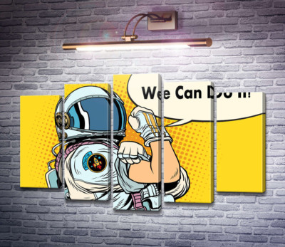 Отважнвый астронавт с фразой "We Can Do It!"