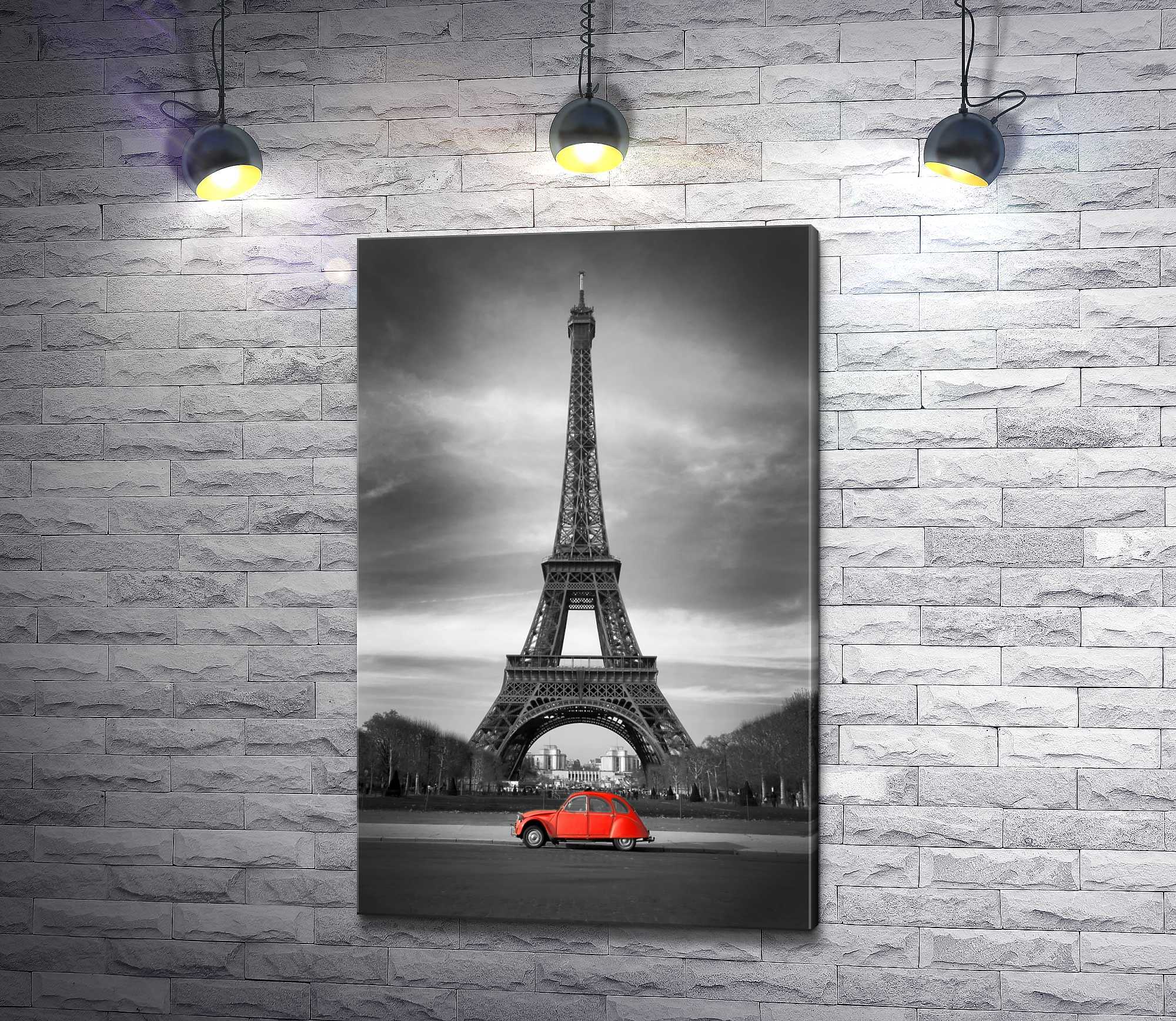 Картина "Красное авто на фоне Эйфелевой башни, Париж"