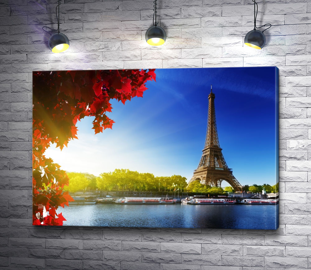 Картина "Река Сена, вид на Эйфелеву башню, Париж"