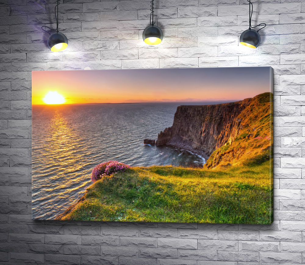 Картина "Ирландское побережье во время заката "