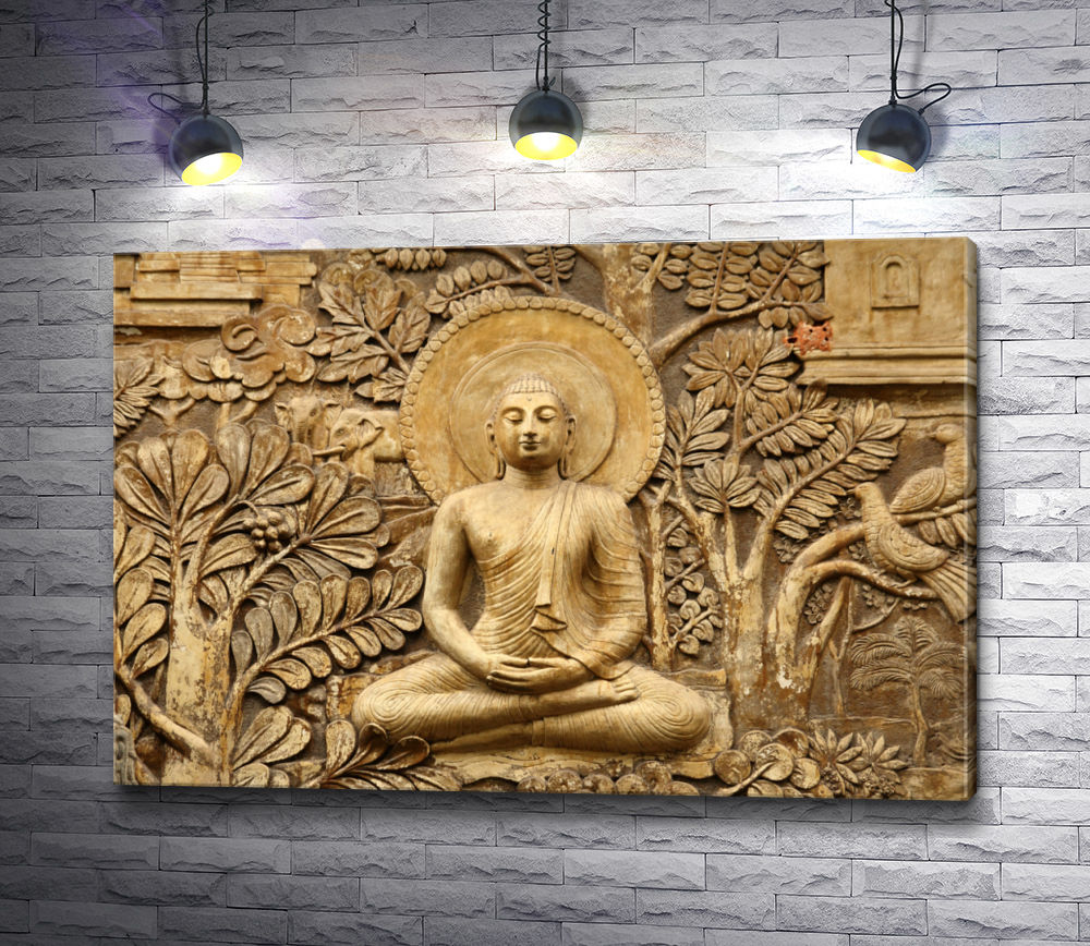Картина "Будда,  вырезанный из дерева "