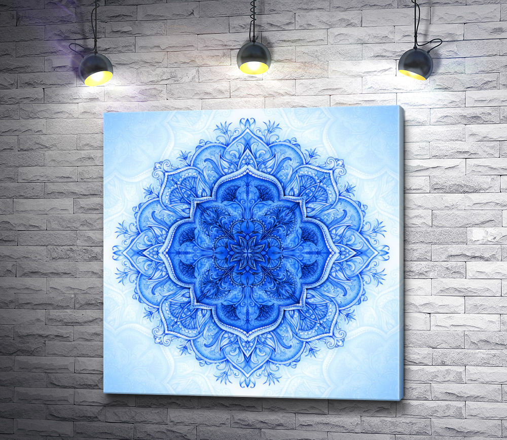 Картина "Синий зимний круглый кружевной фон "
