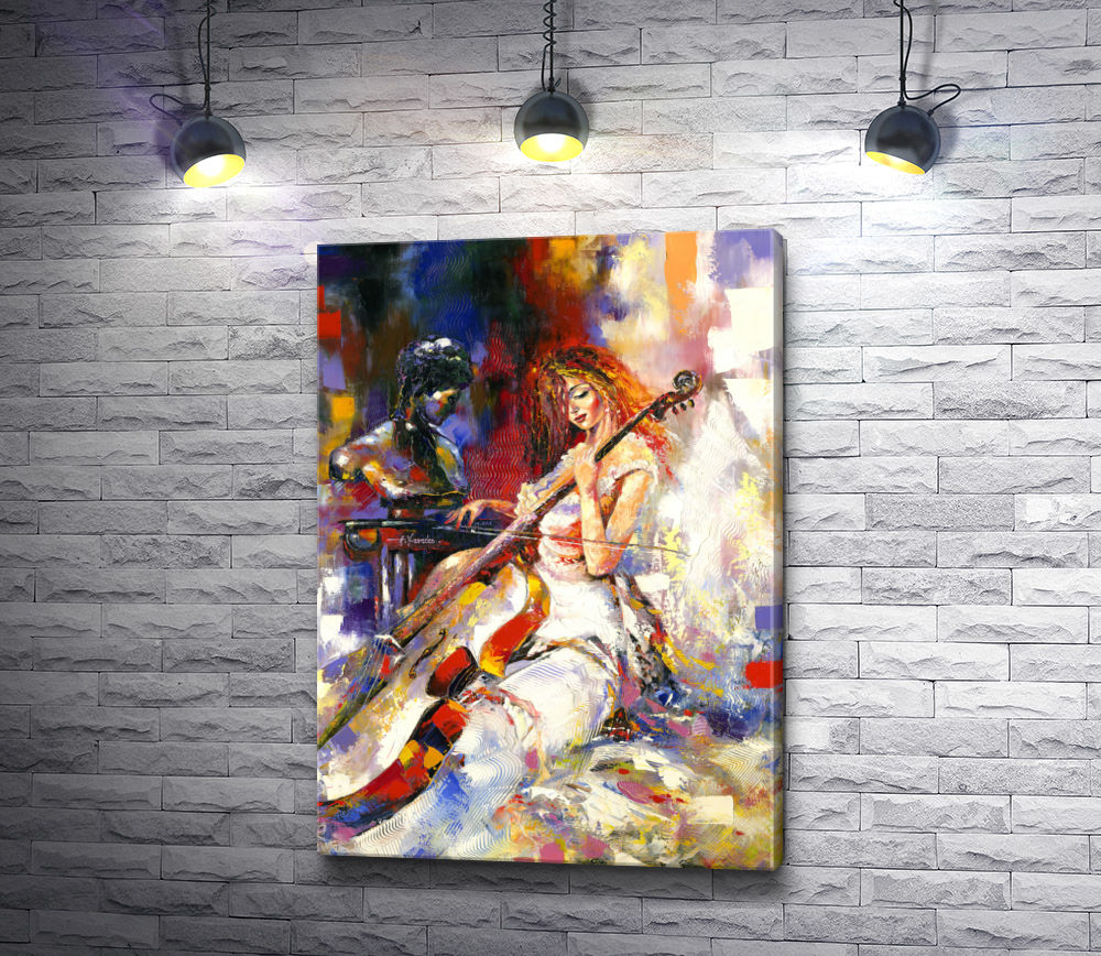 Картина "Александр Ходюков - Женщина и виолончель"
