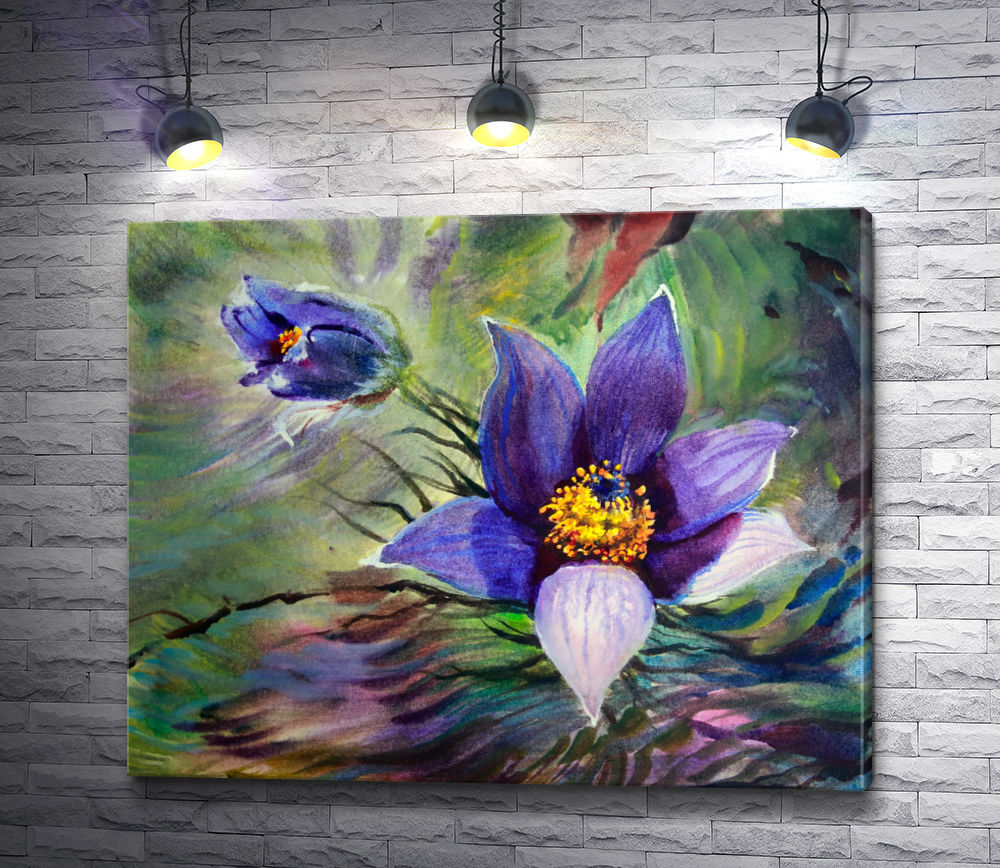 Картина "Распустившиеся фиолетовые цветы"