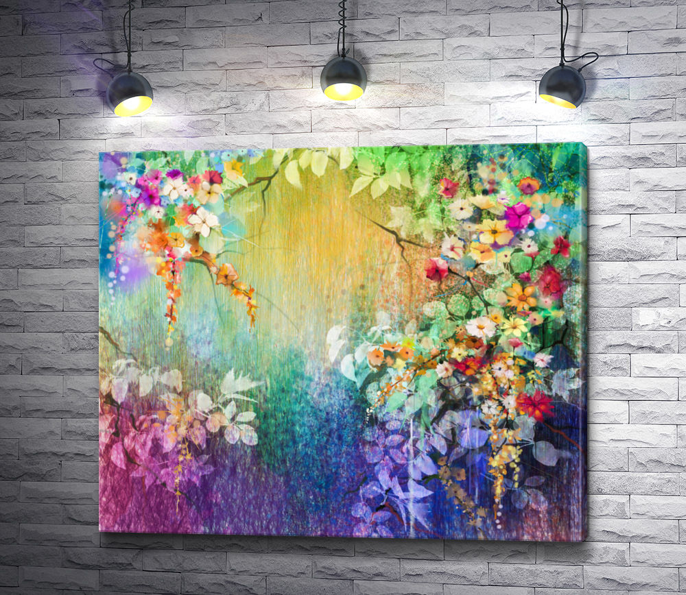 Картина "Разноцветные цветы"