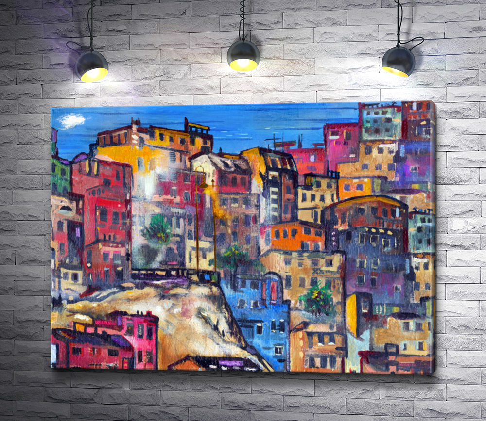 Картина "Город с разноцветными домами"