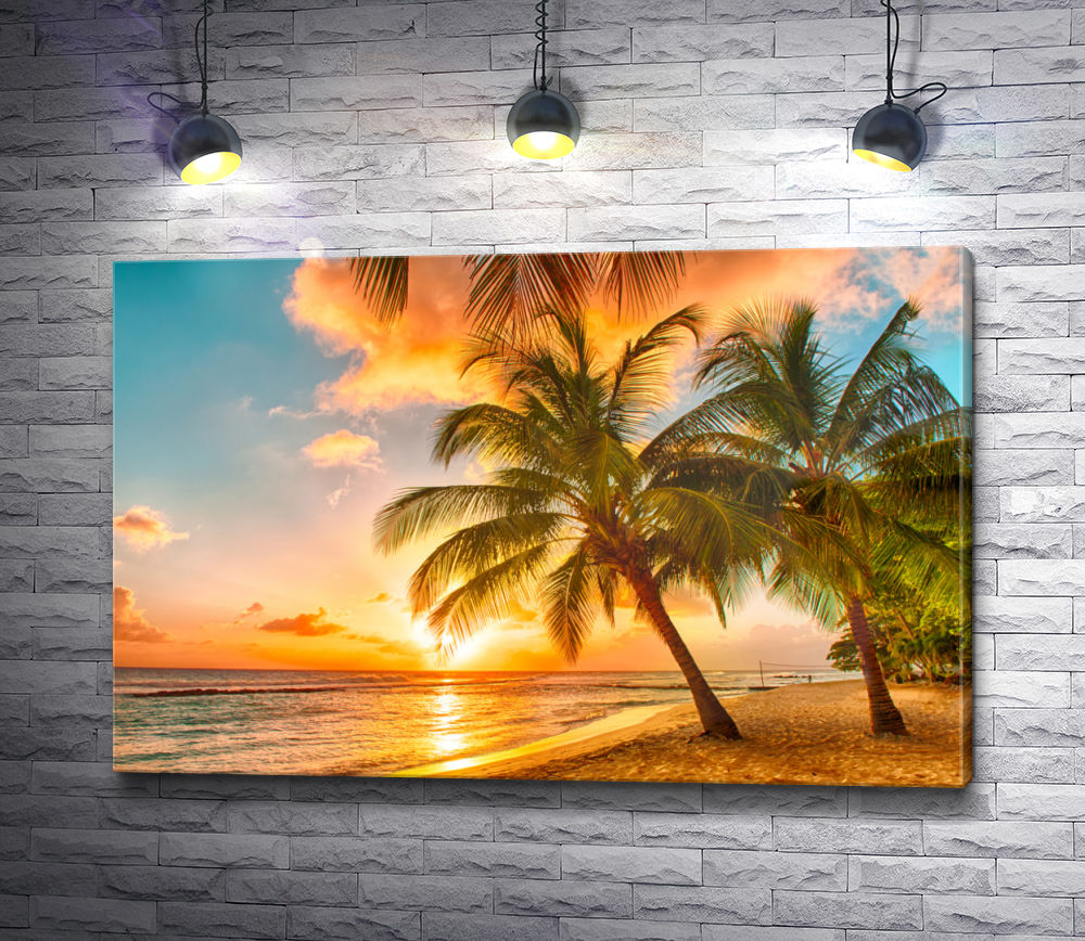 Картина "Пальмы, море и закат"