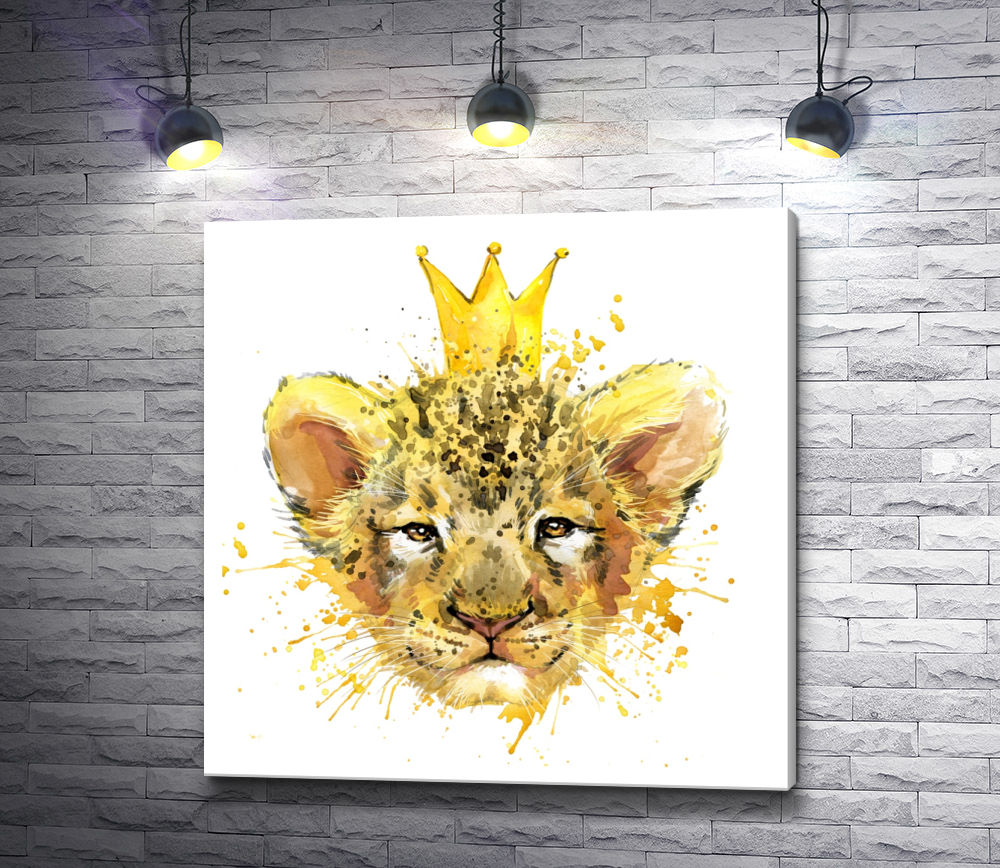 Картина "Голова львенка с короной"