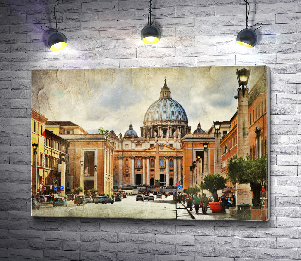 Картина "Собор Святого Петра в Ватикане. Винтаж"