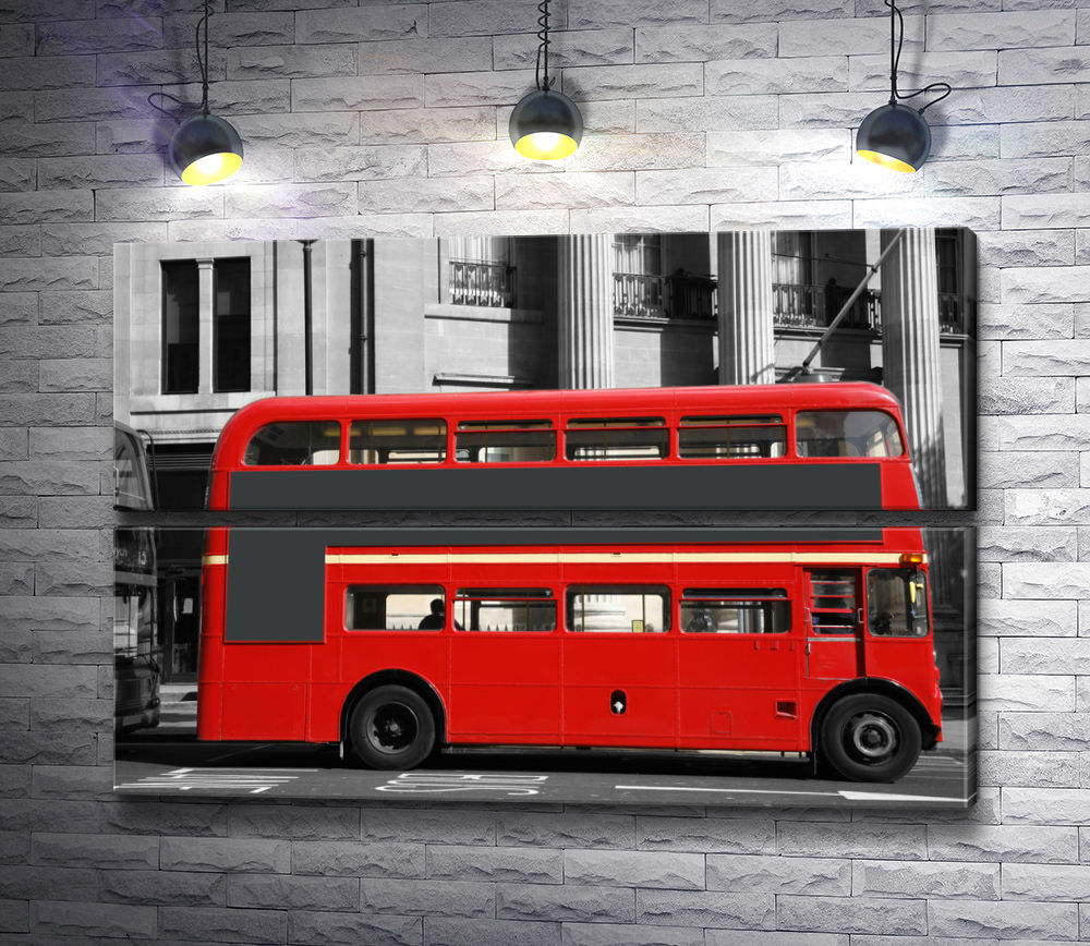 Красный автобус нижний. Красный автобус. Картина Лондонский автобус. Красный Лондонский автобус. Красно белый автобус.