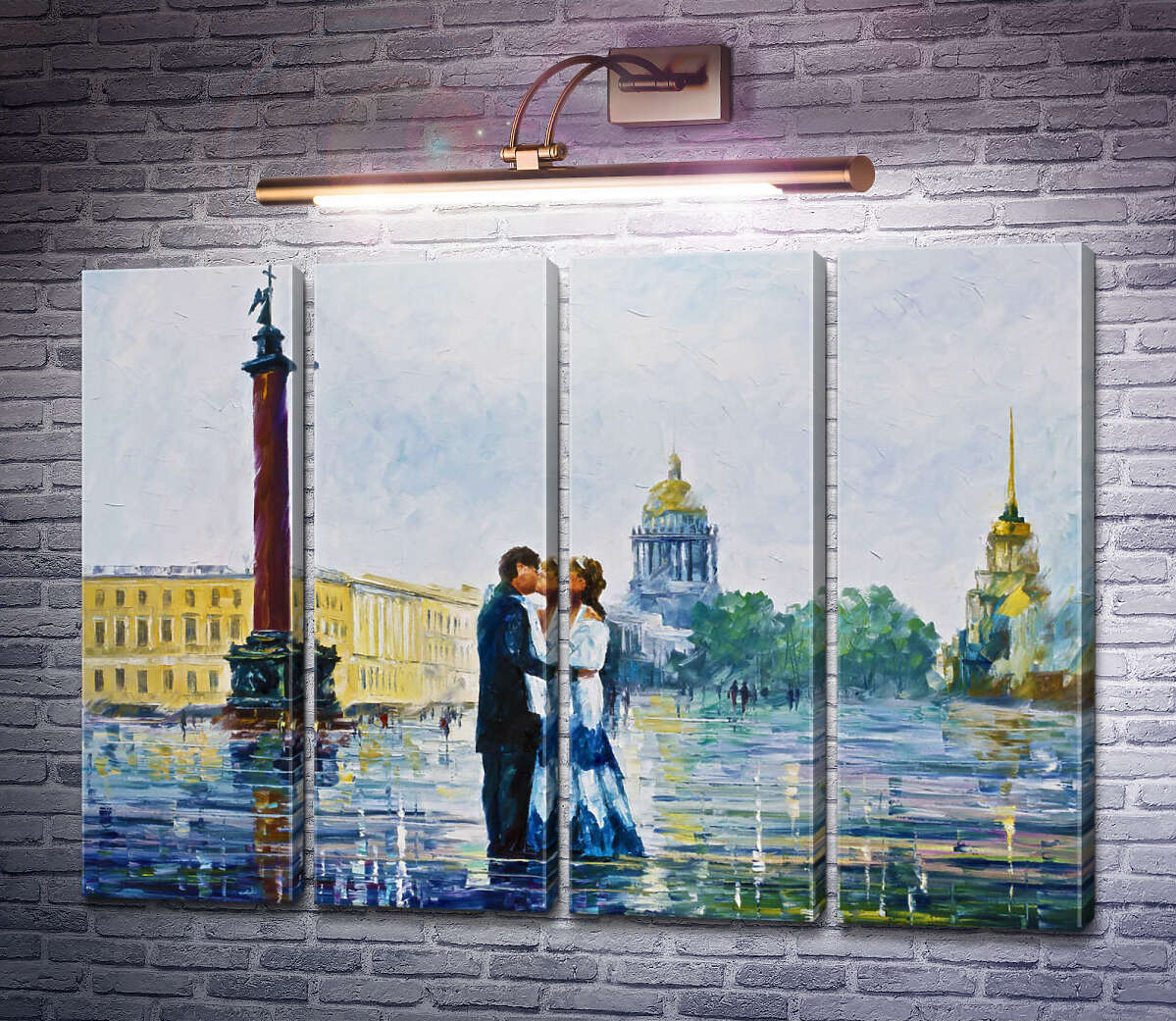 Модульна картина Поцілунок в Санкт-Петербурзі (Модуль №24) Леонід Афремов