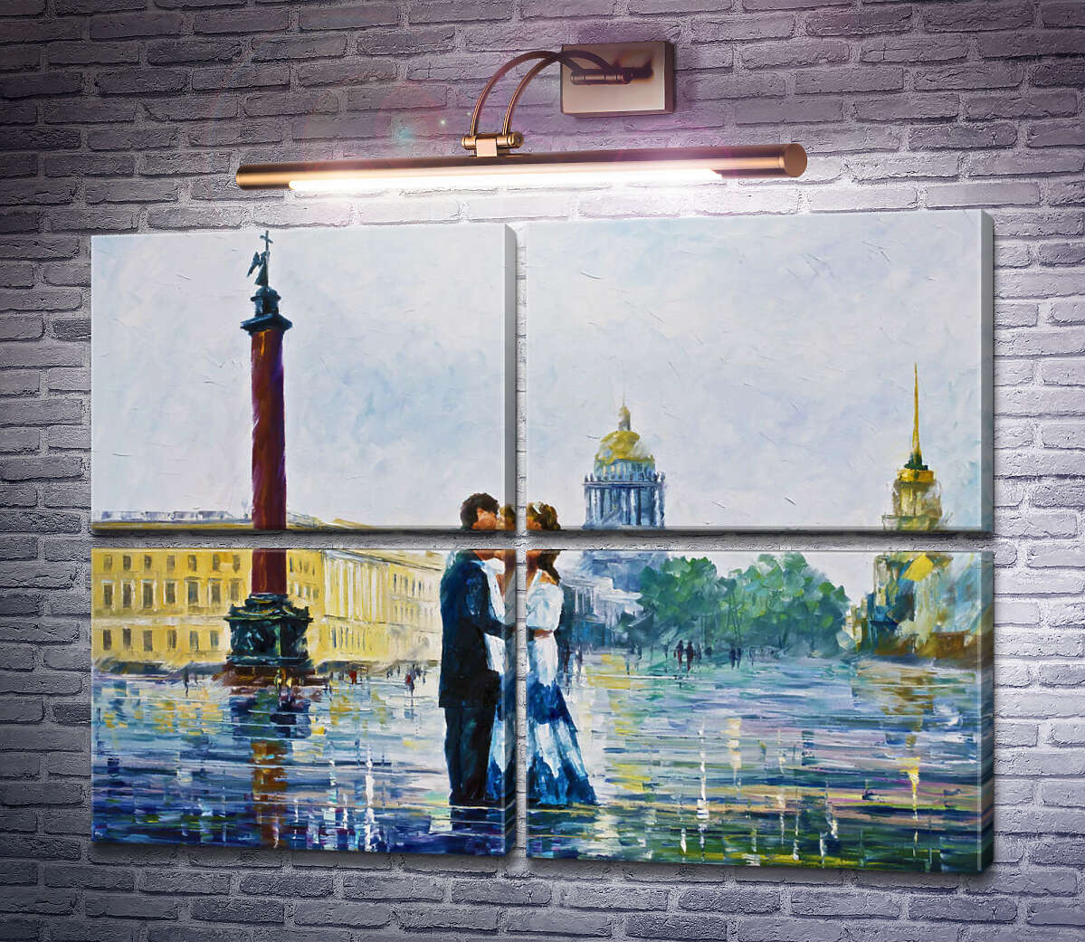 Модульная картина Поцелуй в Санкт-Петербурге (Модуль №25) Леонид Афремов