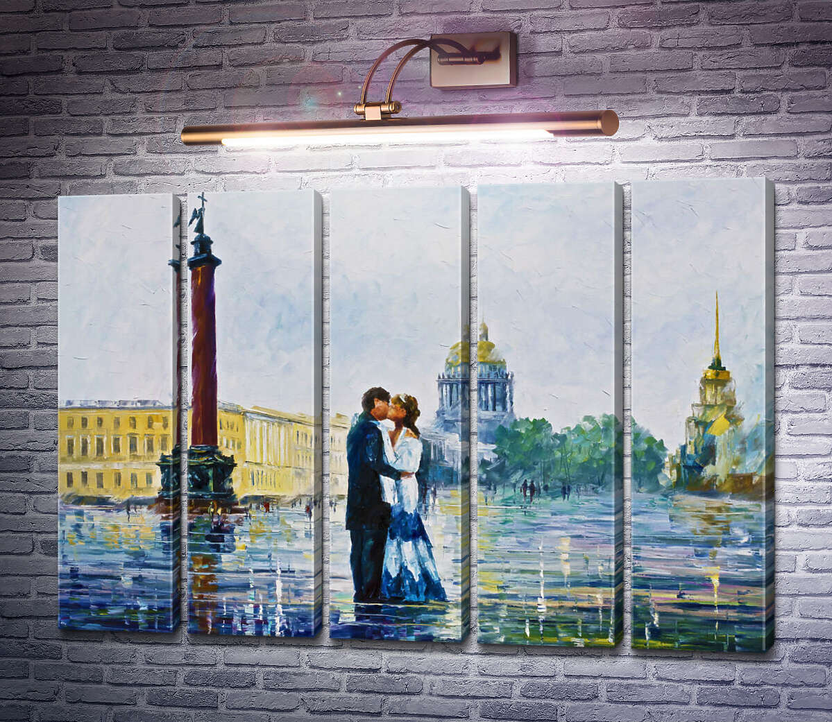 Модульная картина Поцелуй в Санкт-Петербурге (Модуль №26) Леонид Афремов