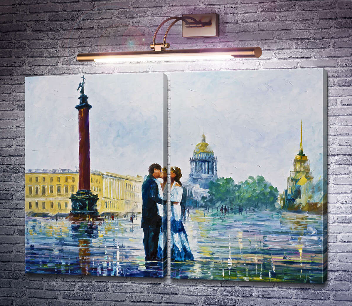 Модульная картина Поцелуй в Санкт-Петербурге (Модуль №6) Леонид Афремов