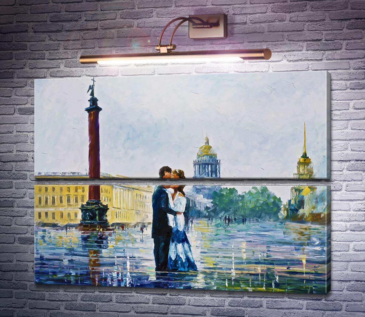 Модульна картина Поцілунок в Санкт-Петербурзі (Модуль №7) Леонід Афремов