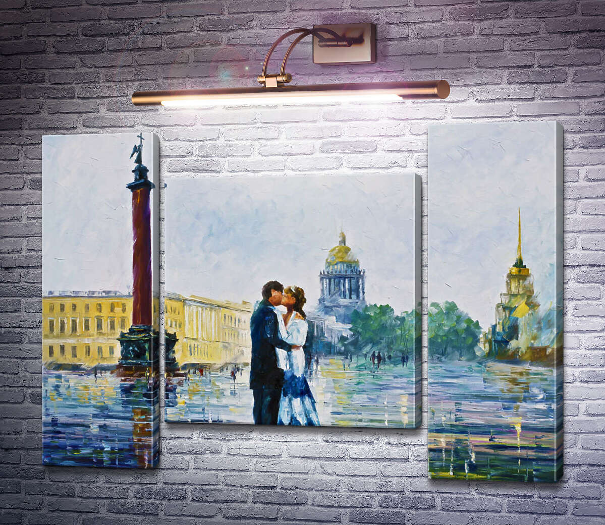 Модульная картина Поцелуй в Санкт-Петербурге (Модуль №11) Леонид Афремов