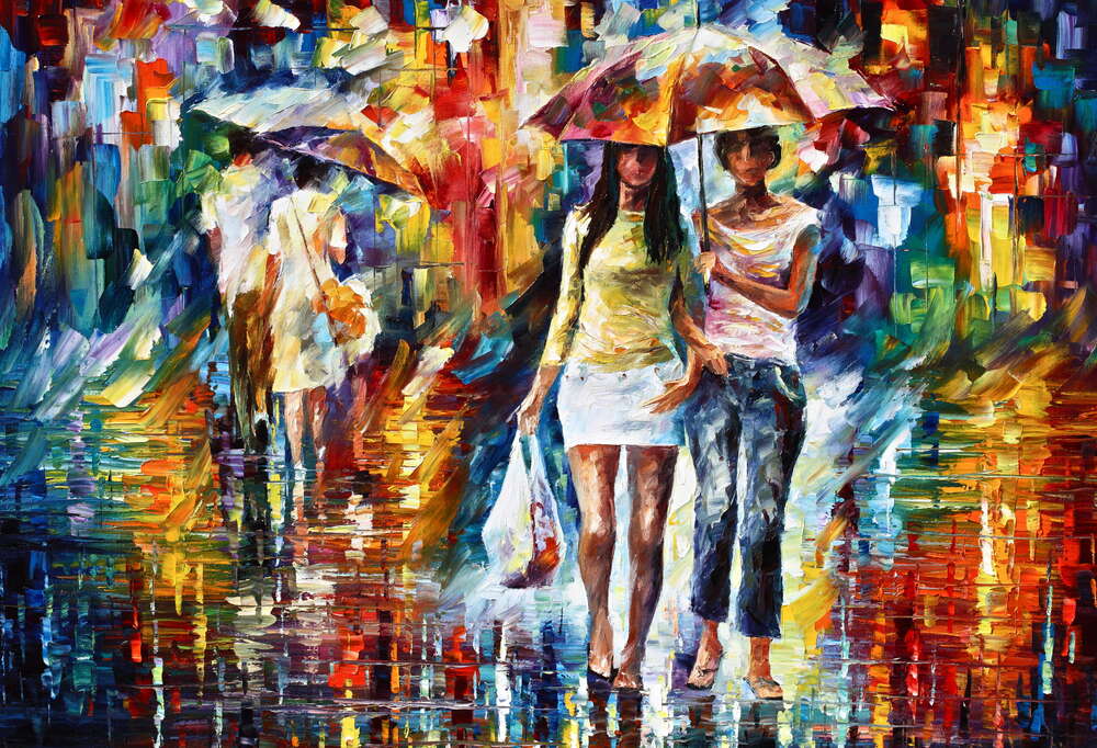 репродукція картина-постер  На шопінг під дощем Леонід Афремов