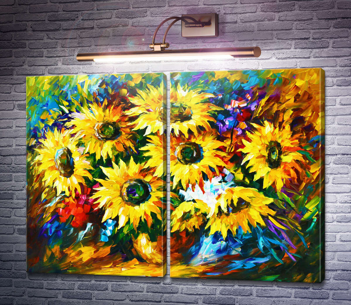 Модульна картина Чарівні соняшники Леонід Афремов