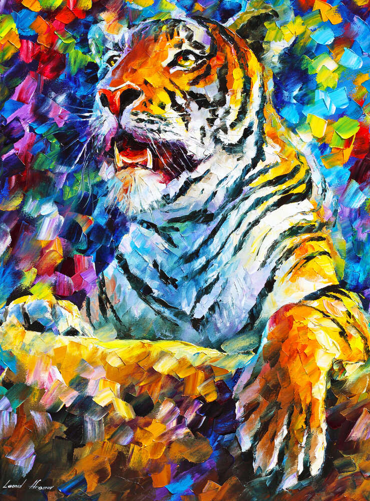 репродукція картина-постер  Розгніваний тигр Леонід Афремов