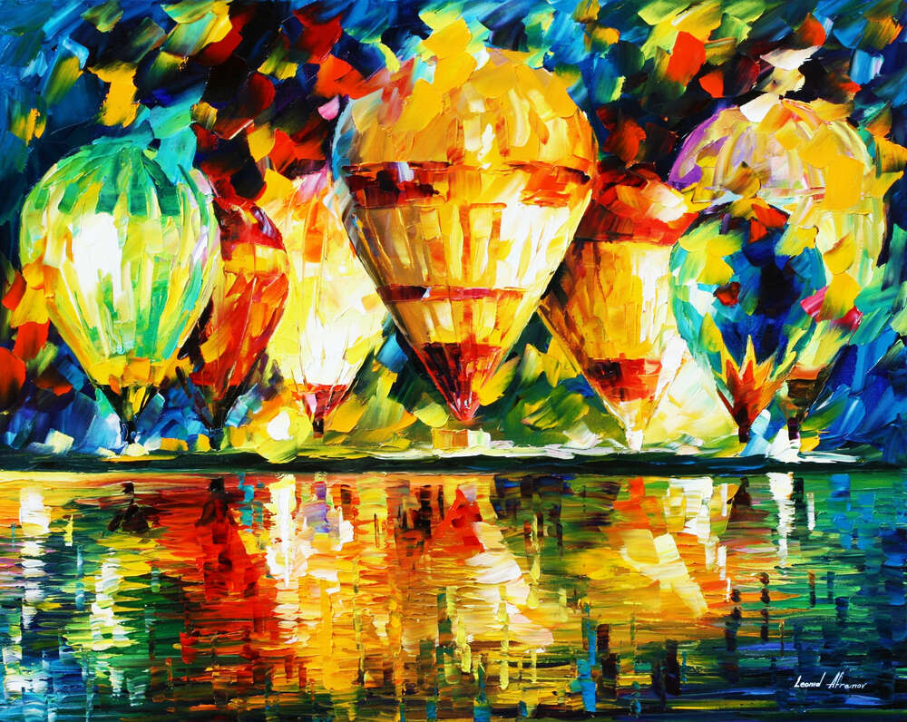 репродукция картина-постер  Шоу воздушных шаров Леонид Афремов