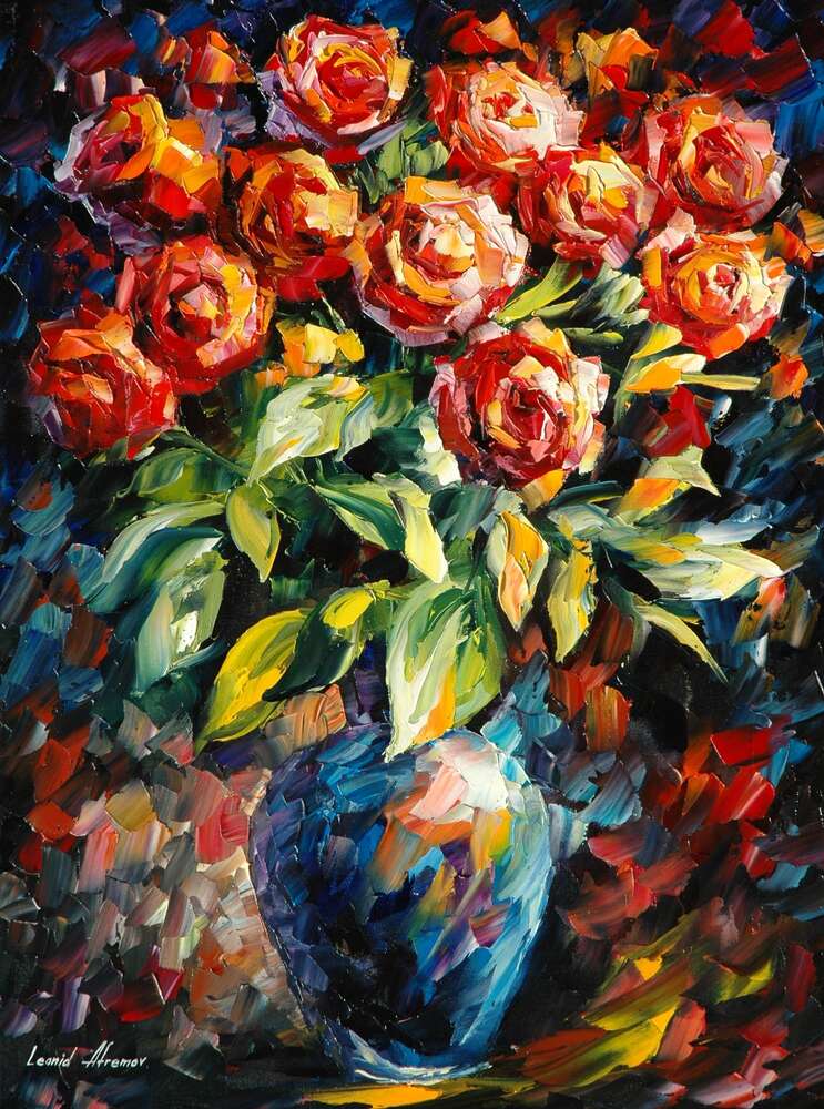 репродукция картина-постер  Красные розы Леонид Афремов