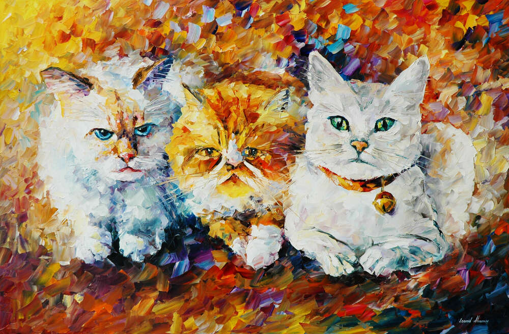 репродукция картина-постер  Три кота Леонид Афремов