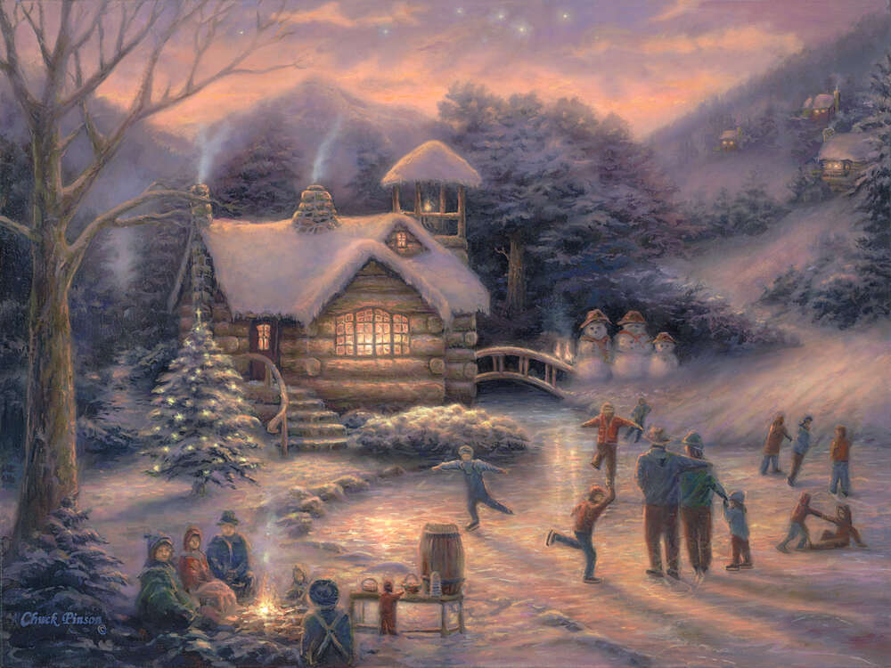 репродукція картина-постер  Зимові забави в сутінках Чак Пінсон