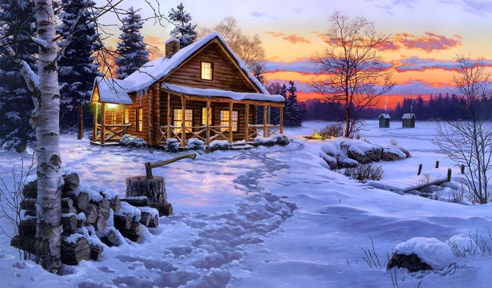 репродукція картина-постер  Зимове блаженство Даррелл Буш