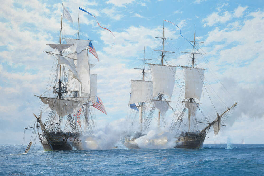 репродукція картина-постер  Морське бій, під час якого Королівський корабель Шеннон захопив американський фрегат Чесапік 1 червня 1813 рік Стівен Дьюз