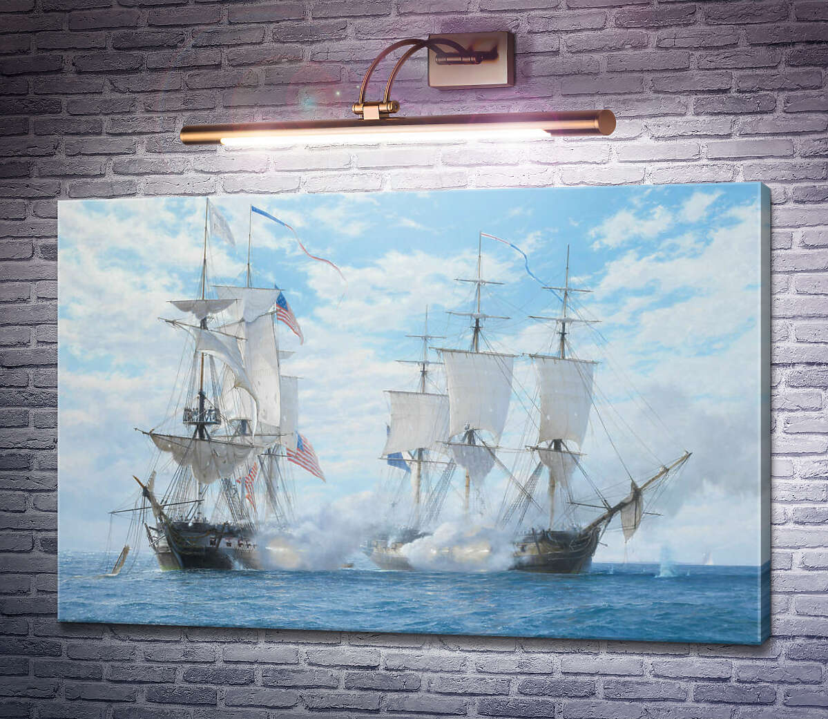 Картина Морське бій, під час якого Королівський корабель Шеннон захопив американський фрегат Чесапік 1 червня 1813 рік Стівен Дьюз