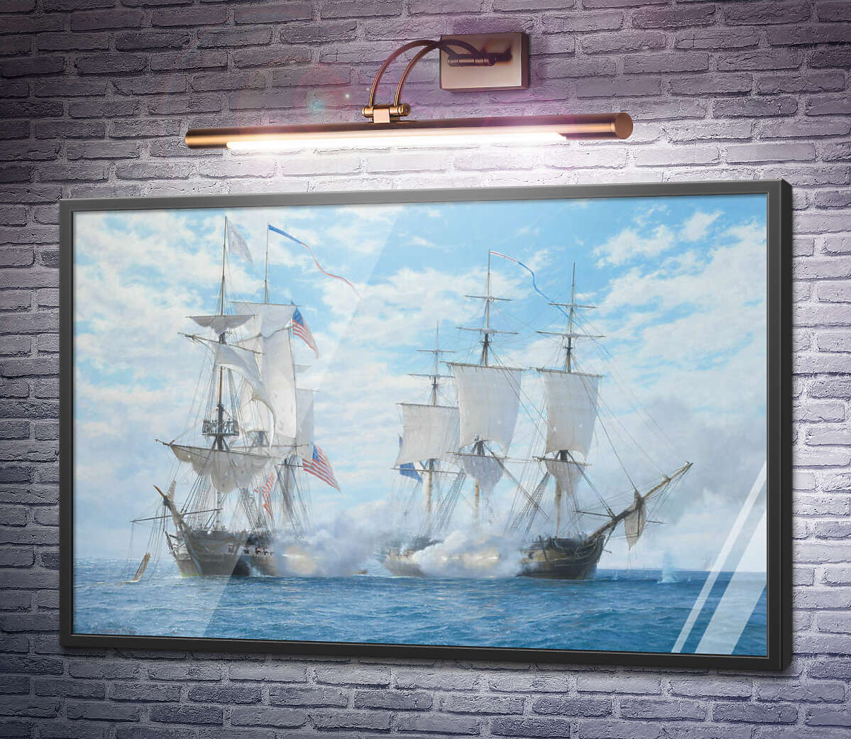 Постер Морське бій, під час якого Королівський корабель Шеннон захопив американський фрегат Чесапік 1 червня 1813 рік Стівен Дьюз