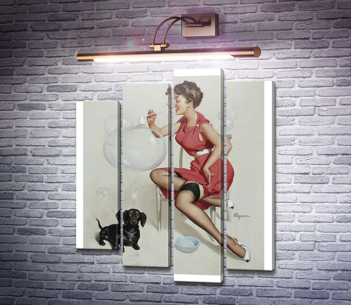 Модульна картина Ловкий трюк (Модуль №3) Джил Елвгрен (Gil Elvgren) Модульна картина Ловкий трюк (Модуль №3) Джил Елвгрен (Gil Elvgren)