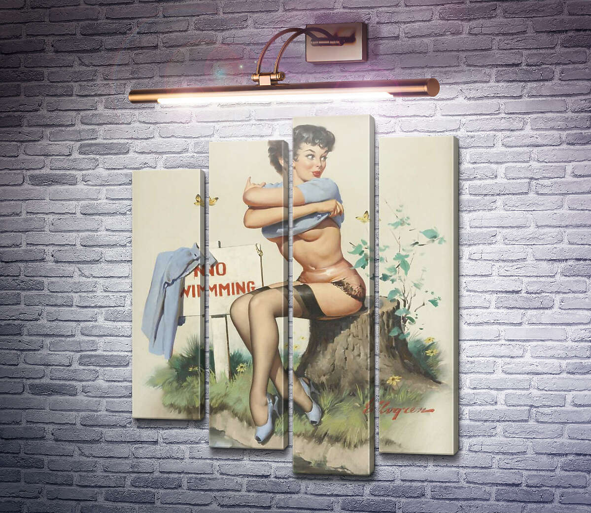 Модульная картина Иду на риск (Модуль №3) Джил Элвгрен (Gil Elvgren)