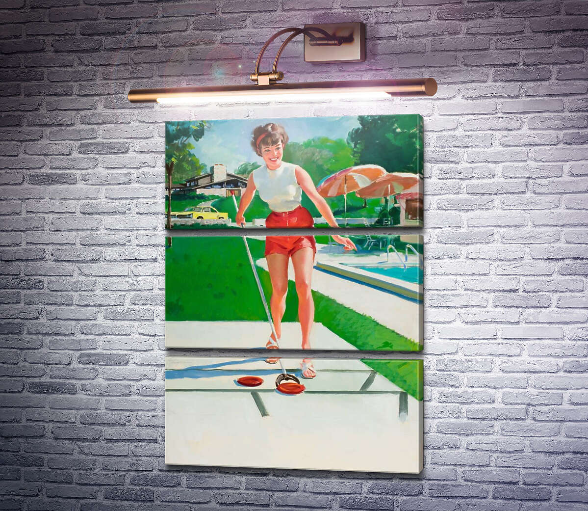 Модульна картина Гравець у шаффлборд (Модуль №15) Джил Елвгрен (Gil Elvgren)